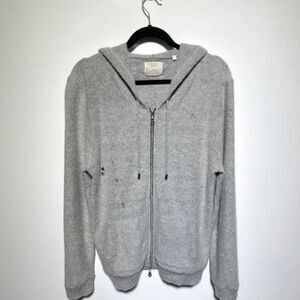 7 DIAMONDS WOMENS LIGHT GREY ZIP HOODIE WOOL